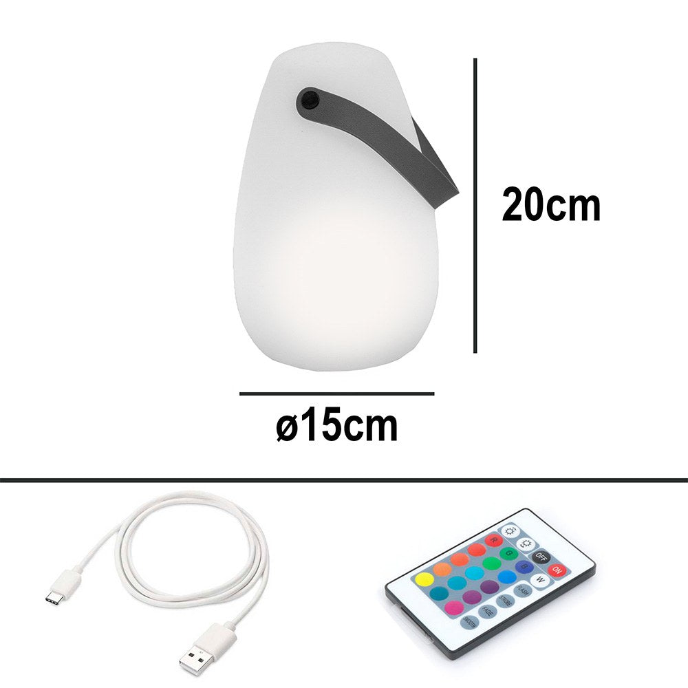 Lámpara de sobremesa recargable, led rgb, portátil, blanca, ø15 x 20 cm