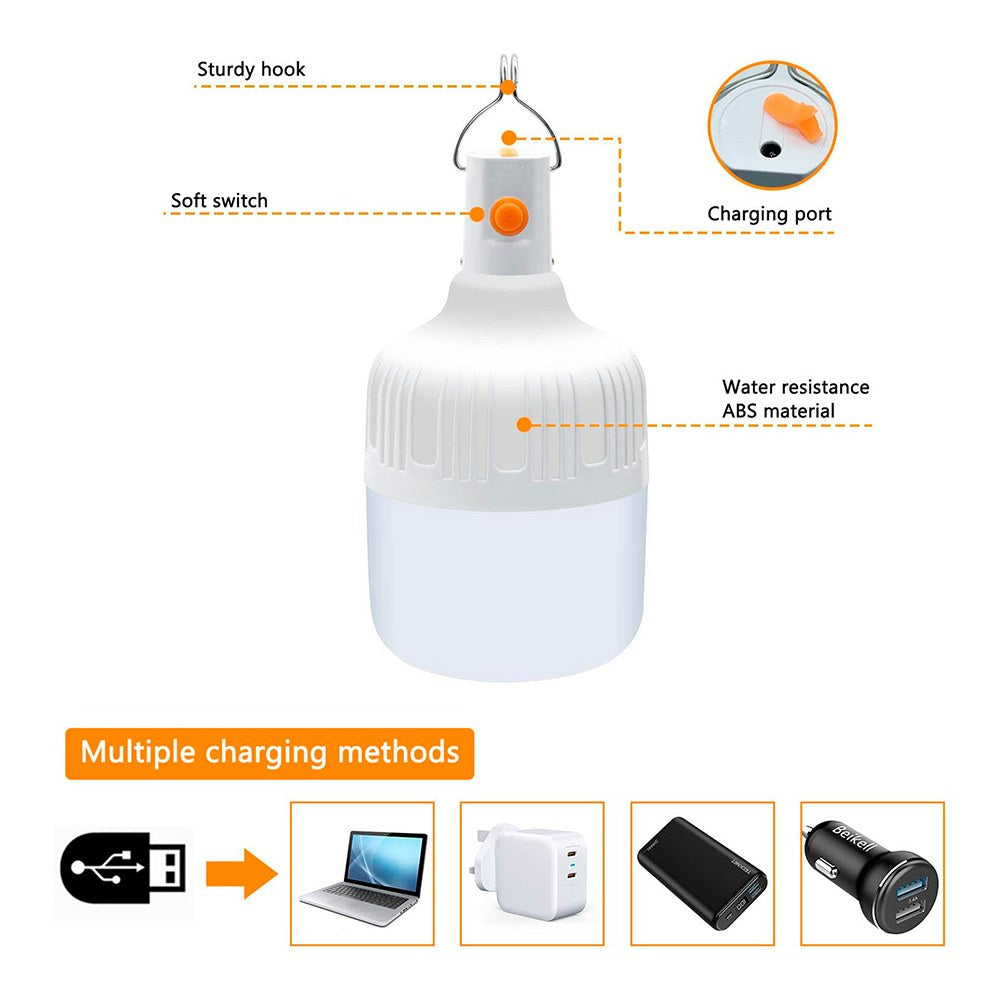 Bombilla led portátil recargable, blanca, 500 im, lp44, 2 uds
