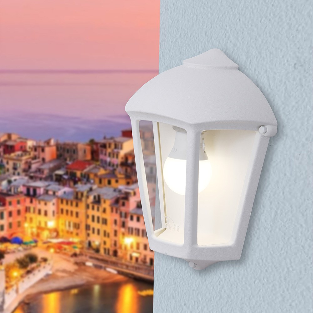 Farol de pared fabio, transparente, e27, blanco, 215 x 120 x 290 mm