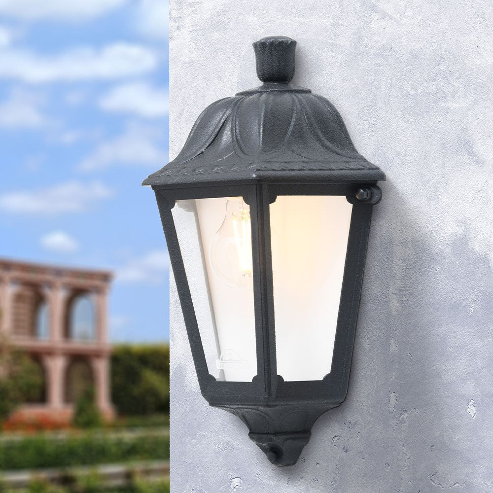 Farol de pared iesse, transparente, e27, negro, 220 x 105 x 350 mm