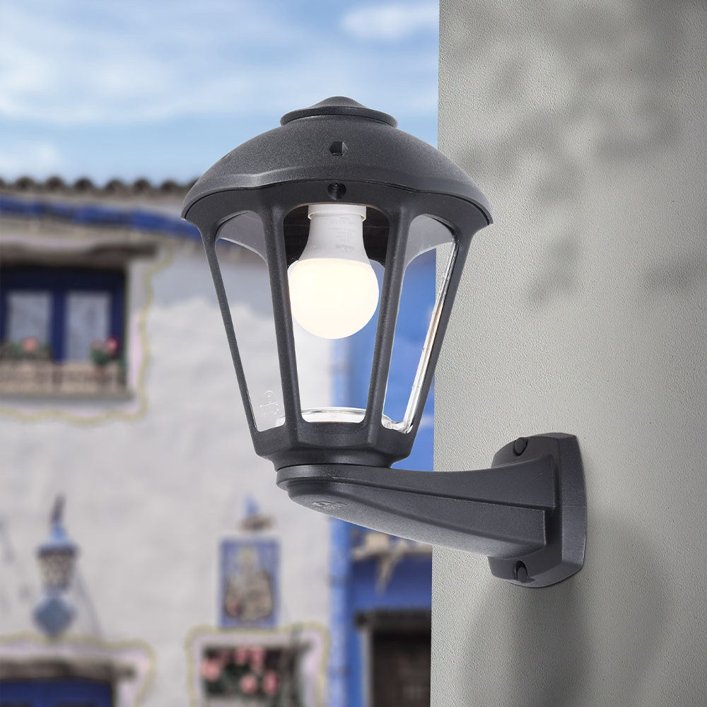 Farol pared con brazo nardo/giampy, transparente, e27, negro, 210 x 270 x 315 mm
