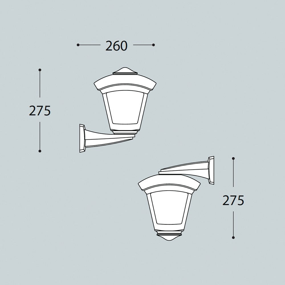 Farol pared con brazo nardo/roby, transparente, e27, negro, 195 x 260 x 275 mm