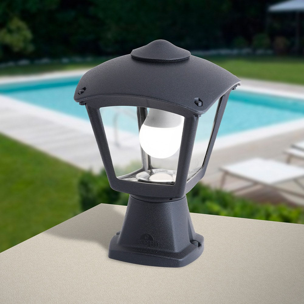 Farol sobremuro disma/roby, transparente, e27, negro, 195 x 195 x 290 mm