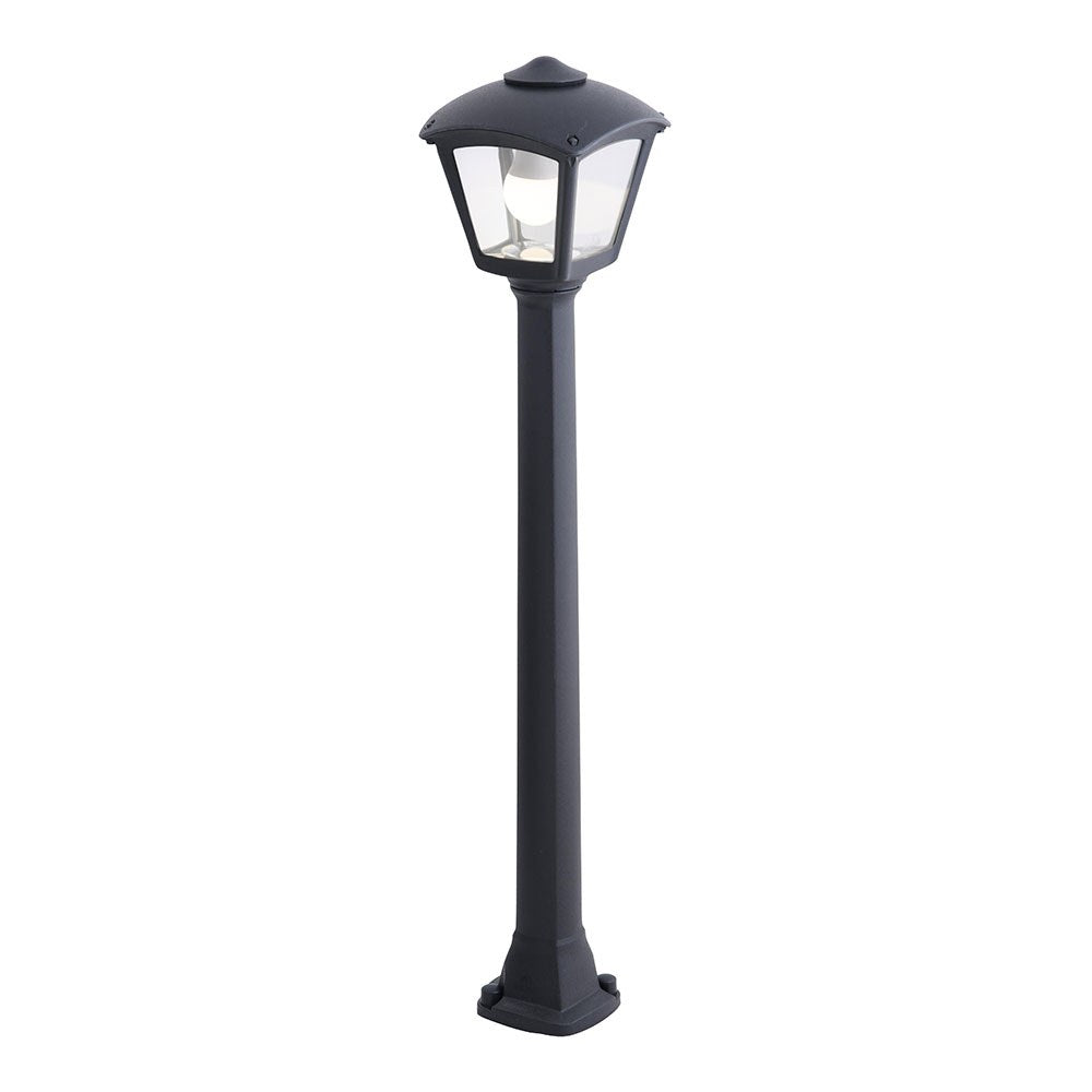 Farol baliza con poste giaffa/roby, transparente, e27, negro, 195 x 195 x 945 mm