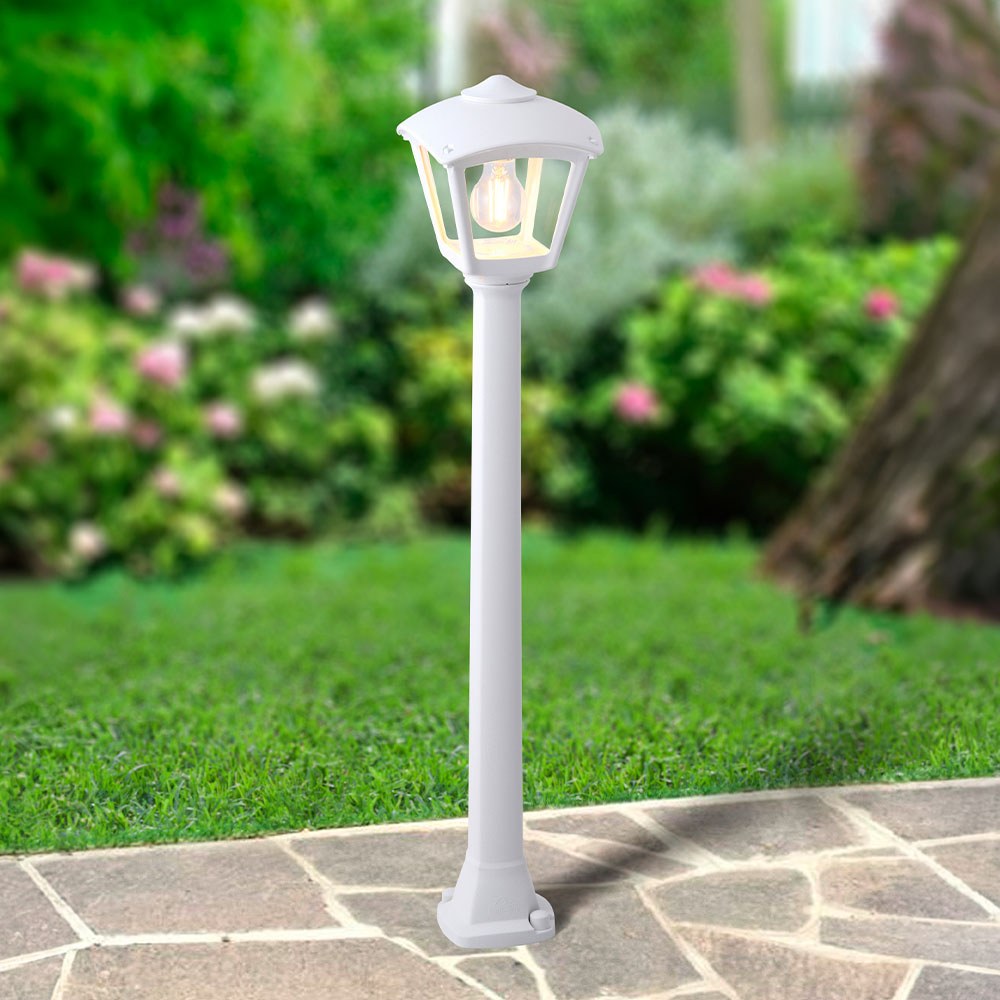 Farol baliza con poste giaffa/roby, transparente, e27, blanco, 195 x 195 x 945 mm