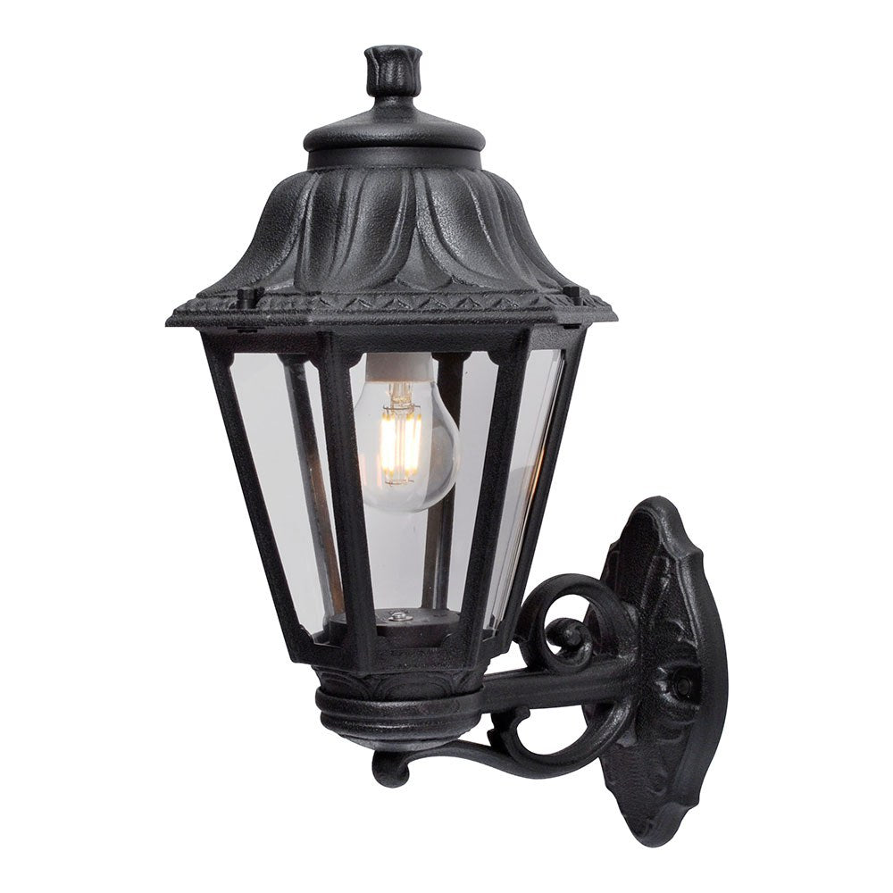 Farol pared con brazo bisso/anna, transparente, e27, negro, 220 x 275 x 450 mm