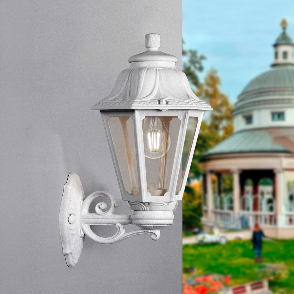 Farol pared con brazo bisso/anna, transparente, e27, blanco, 220 x 275 x 450 mm