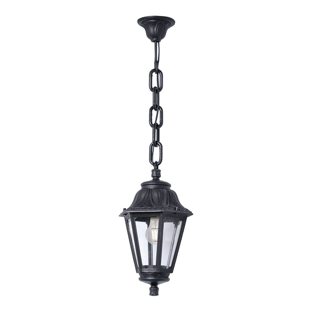 Farol techo con cadena sichem/anna, transparente, e27, negro, ø220 x 800 mm