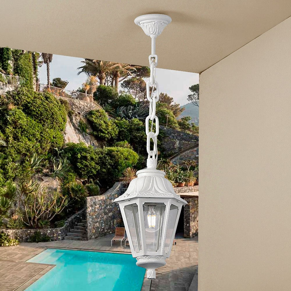 Farol techo con cadena sichem/anna, transparente, e27, blanco, ø220 x 800 mm