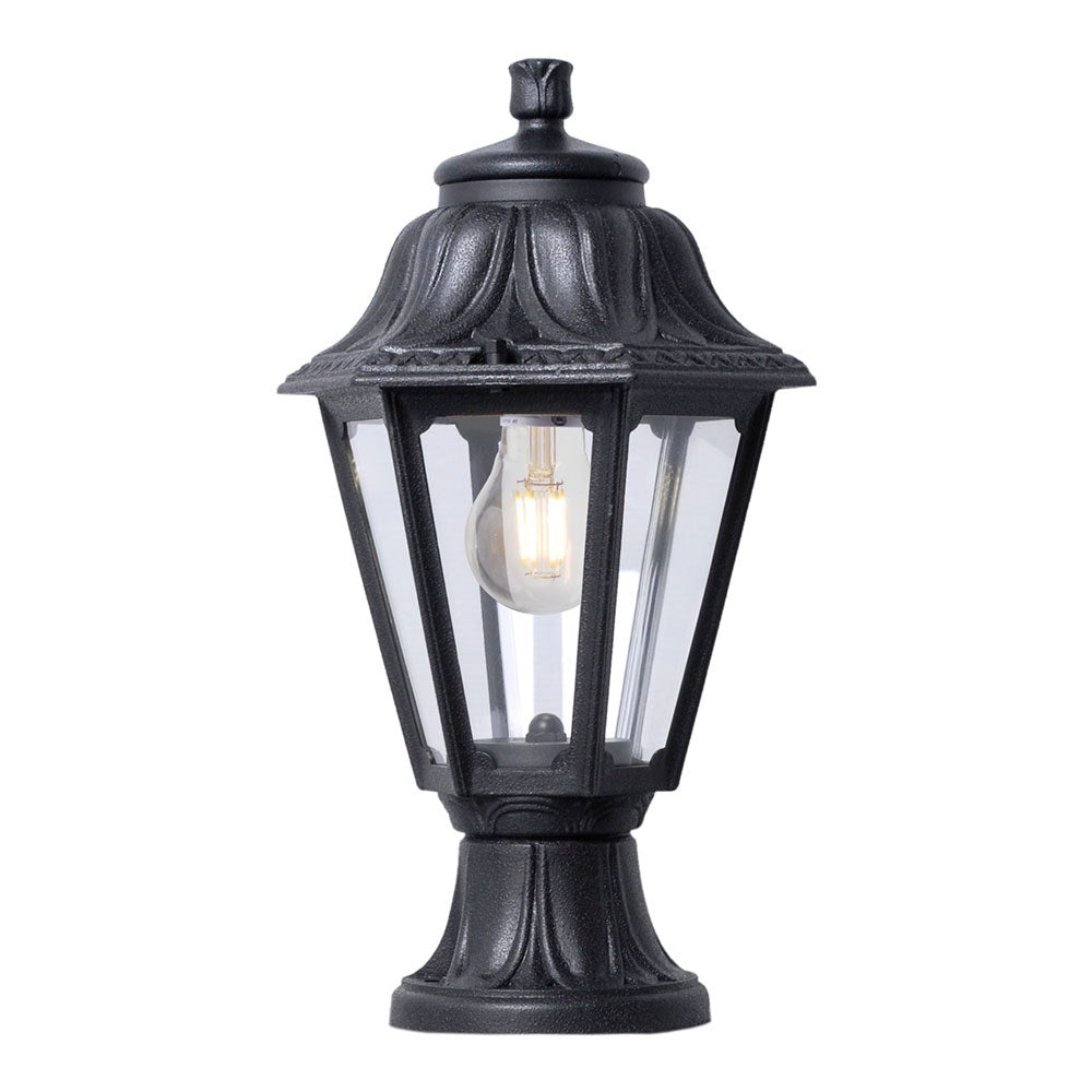 Farol sobremuro mikrolot/anna, transparente, e27, negro, ø220 x 385 mm