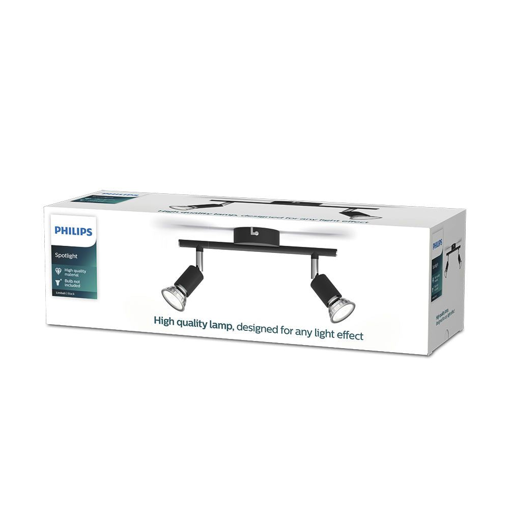 Foco 2 elementos limbali gu10 (bombilla no incluida) color negro 8 x 32,4 x 13 cm