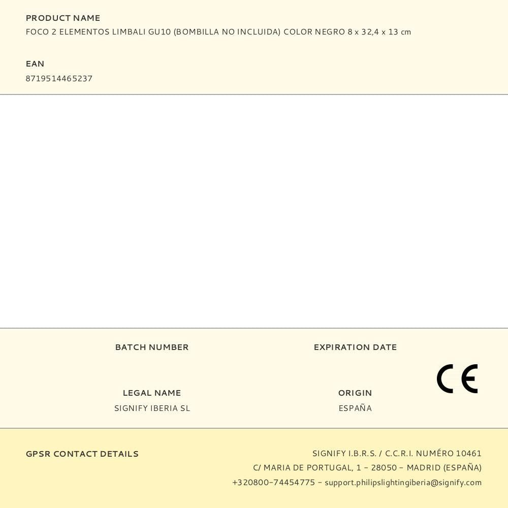 Foco 2 elementos limbali gu10 (bombilla no incluida) color negro 8 x 32,4 x 13 cm