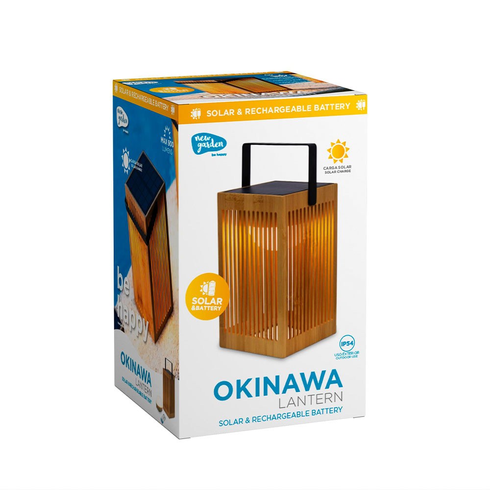 Farol solar de mano okinawa, con bombilla recargable, 14 x 14 x 24 cm
