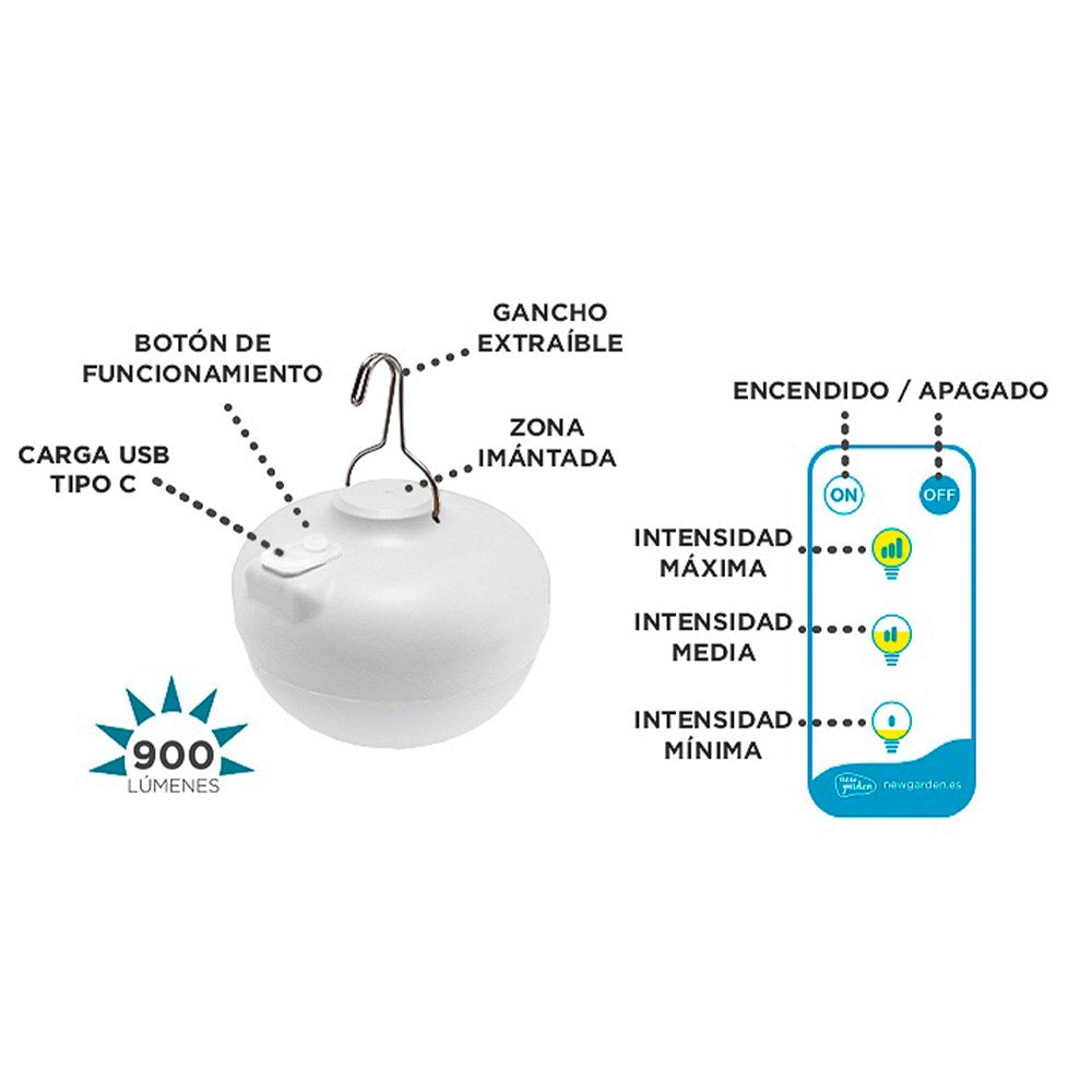 Bombilla portátil recargable cherry, color blanco, luz cálida, uso exterior, ø11 x 9 cm