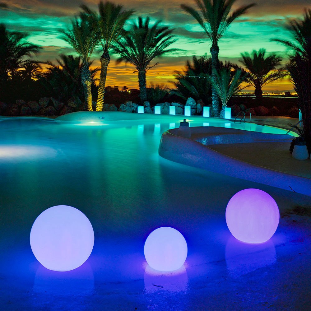 Lámpara redonda flotante buly 40, solar y batería recargable, rgb - ø40 x 35 cm