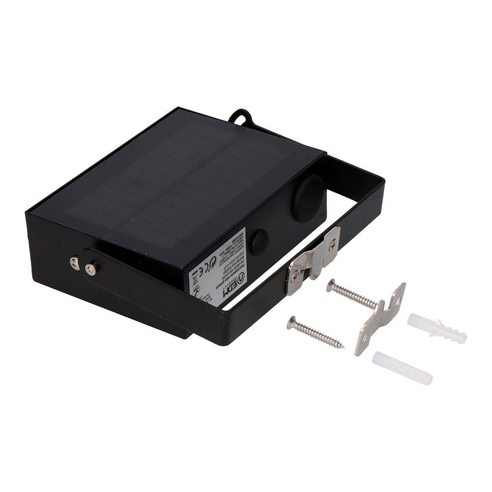 Foco proyector solar auto basculante, 7 w, 700 lm, 6500 k, con sensor movimiento, negro