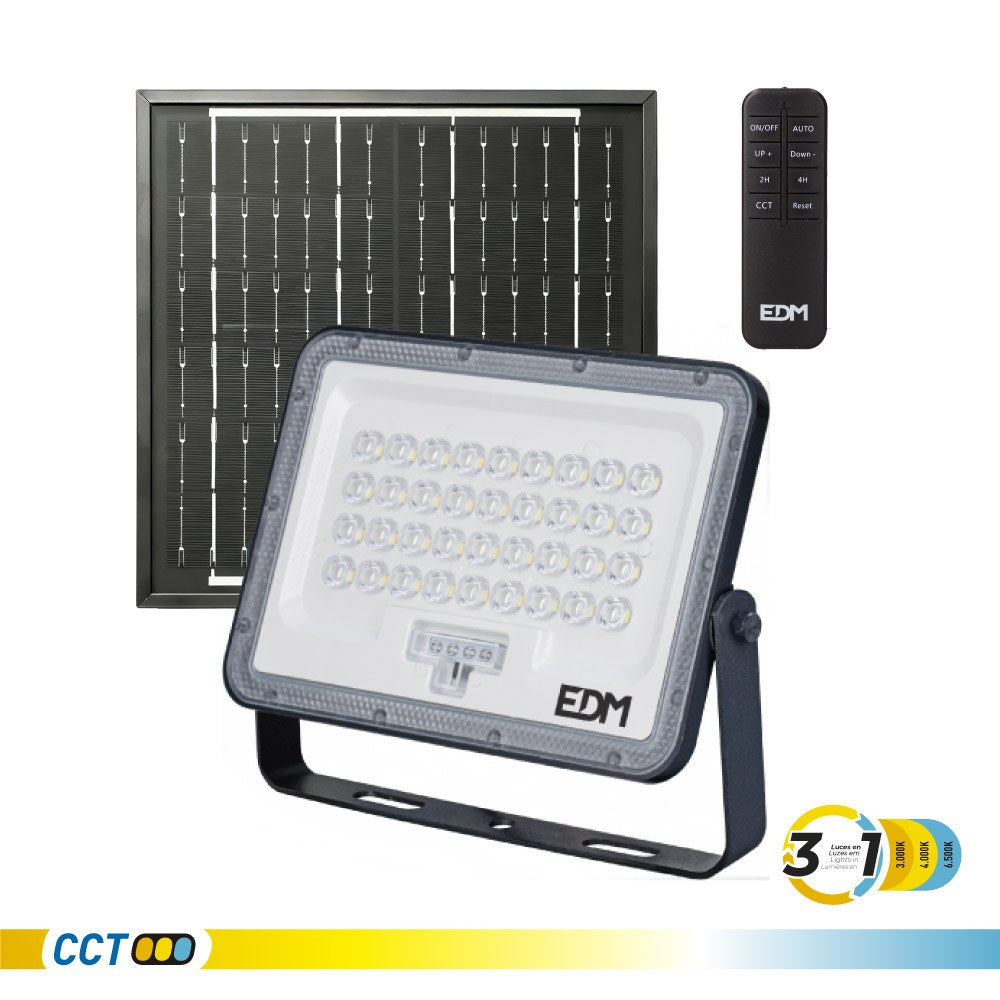 Foco proyector led solar 3cct 50 w 800 lm