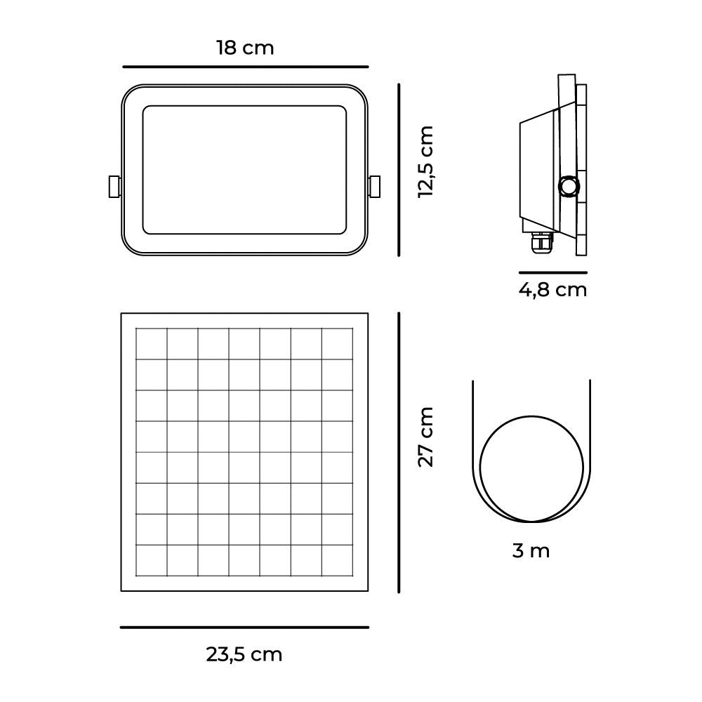 Foco proyector led solar 3cct 100 w 1200 lm