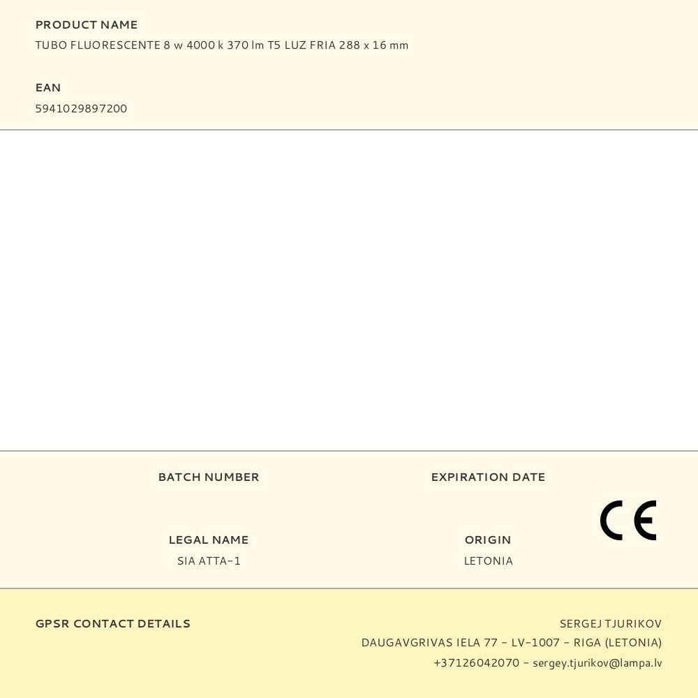 Tubo fluorescente 8 w 4000 k 370 lm t5 luz fría 288 x ø16 mm