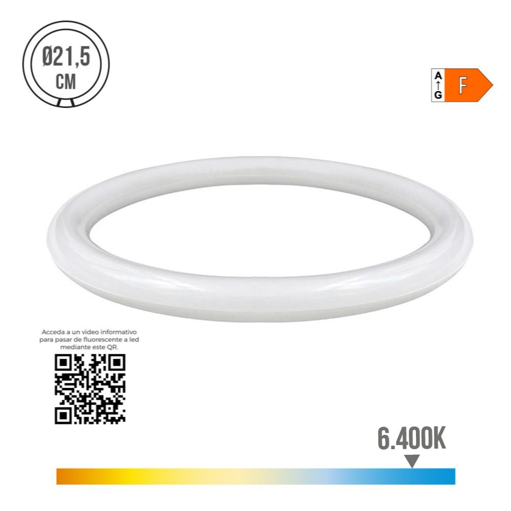 Tubo circular led g10q 15 w 1500 lm 6400 k luz fria (eq. 22w) ø21,5 cm