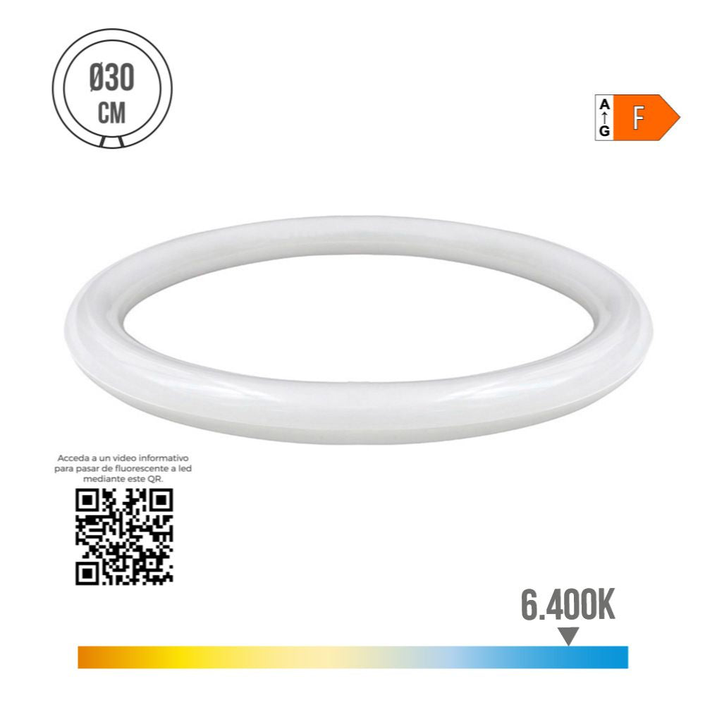 Tubo circular led g10q 20w 2100 lm 6400k luz fria (eq. 32w) ø30 cm