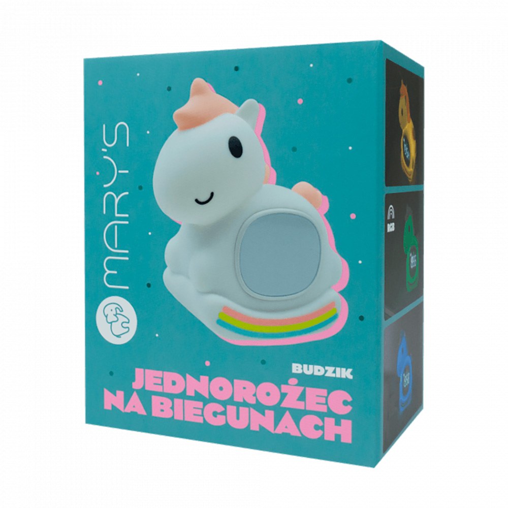 Lámpara nocturna led rgb recargable con despertador modelo unicornio mecedora
