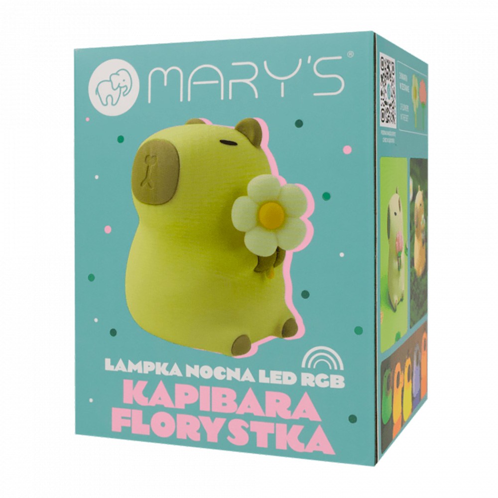 Lámpara nocturna led rgb recargable modelo capibara florista