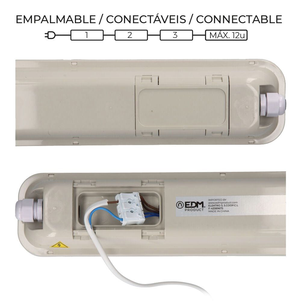 Regleta estanca led ip65 36 w 4034 lm 6500 k luz fria 8,6 x 118 x 6,6 cm