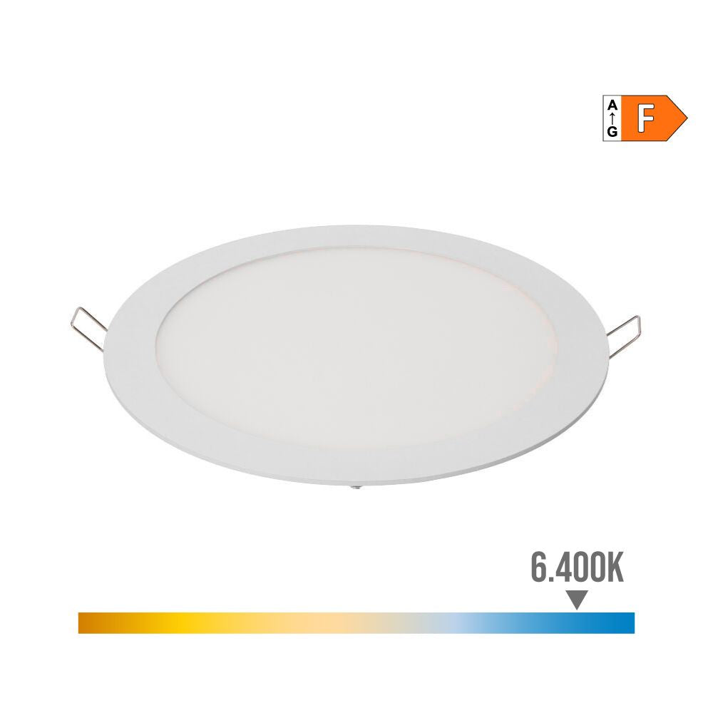 Downlight led empotrable redondo 20 w luz fría 6400 k 1500 lm blanco ø22,5 cm