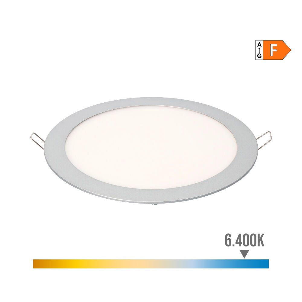 Downlight led empotrable redondo 20 w luz fría 6400 k 1500 lm cromado ø22,5 cm