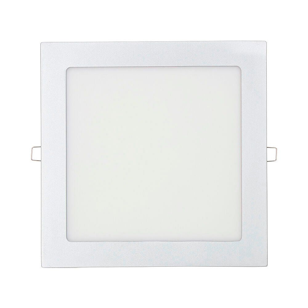 Downlight led empotrable cuadrado 20 w luz fria 6400 k 1500 lm cromado 22 x 22 cm