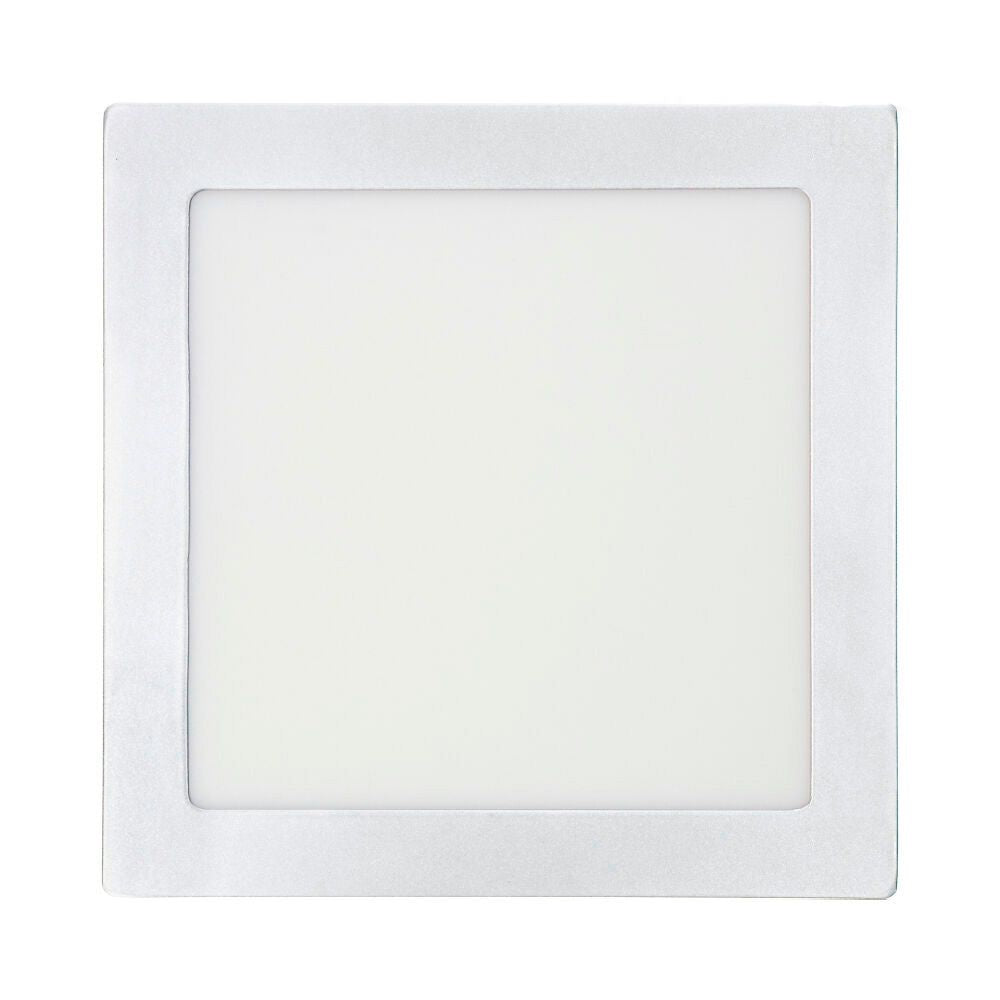 Downlight led superficie cuadrado cromado 20 w 1500 lm 6400 k luz fria 22 x 22 x 3,5 cm