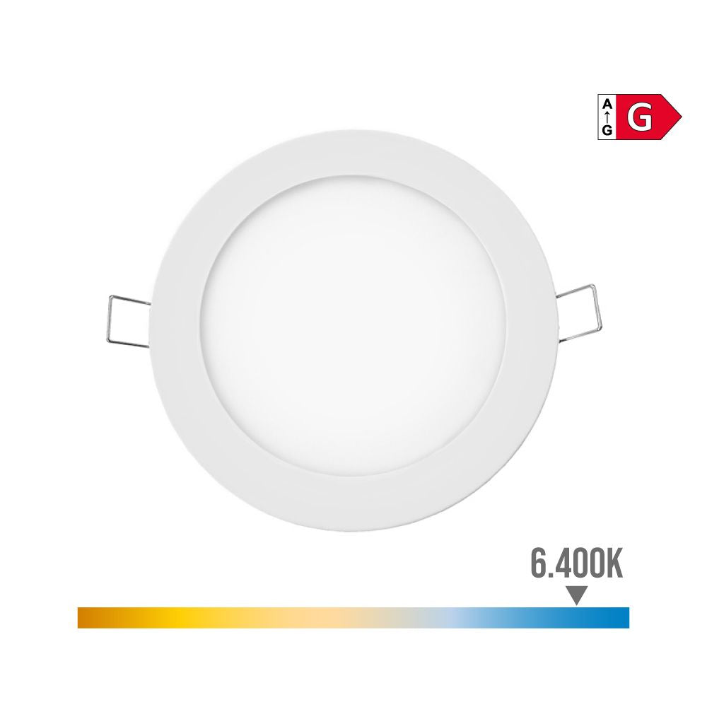 Mini downlight led empotrable redondo 6 w 6400 k luz fría. color blanco ø11,7 cm