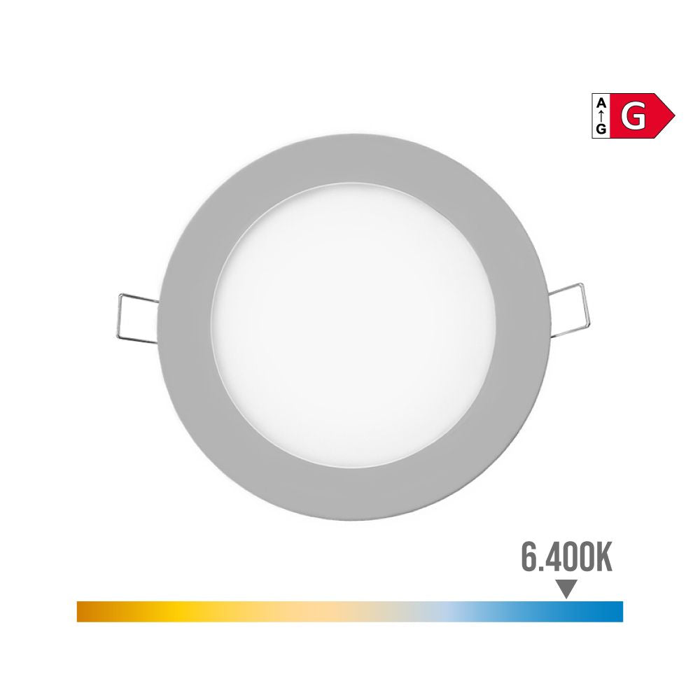 Mini downlight led empotrable redondo 6 w 6400 k luz fria color cromo ø11,7 cm
