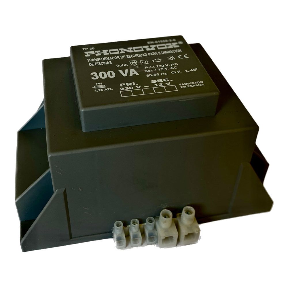 Transformador pool 300va 230/12v 50-60hz. ip-00 regleta tp30300