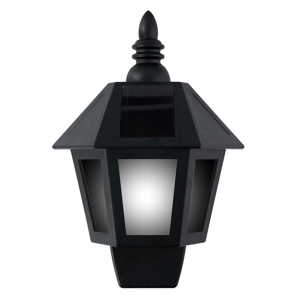 Aplique solar led, luz fria/efecto llama, ip44, negro