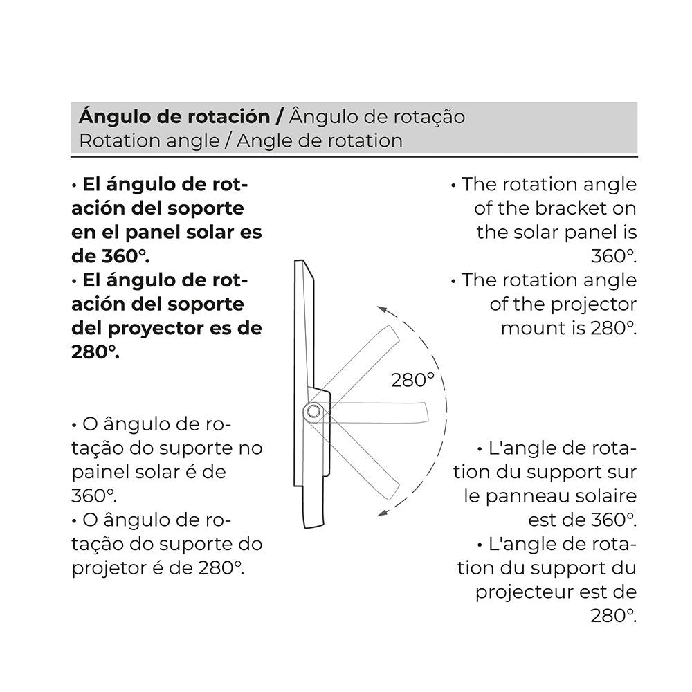 Foco proyector led solar 200 w 1500 lm 6500 k luz fría