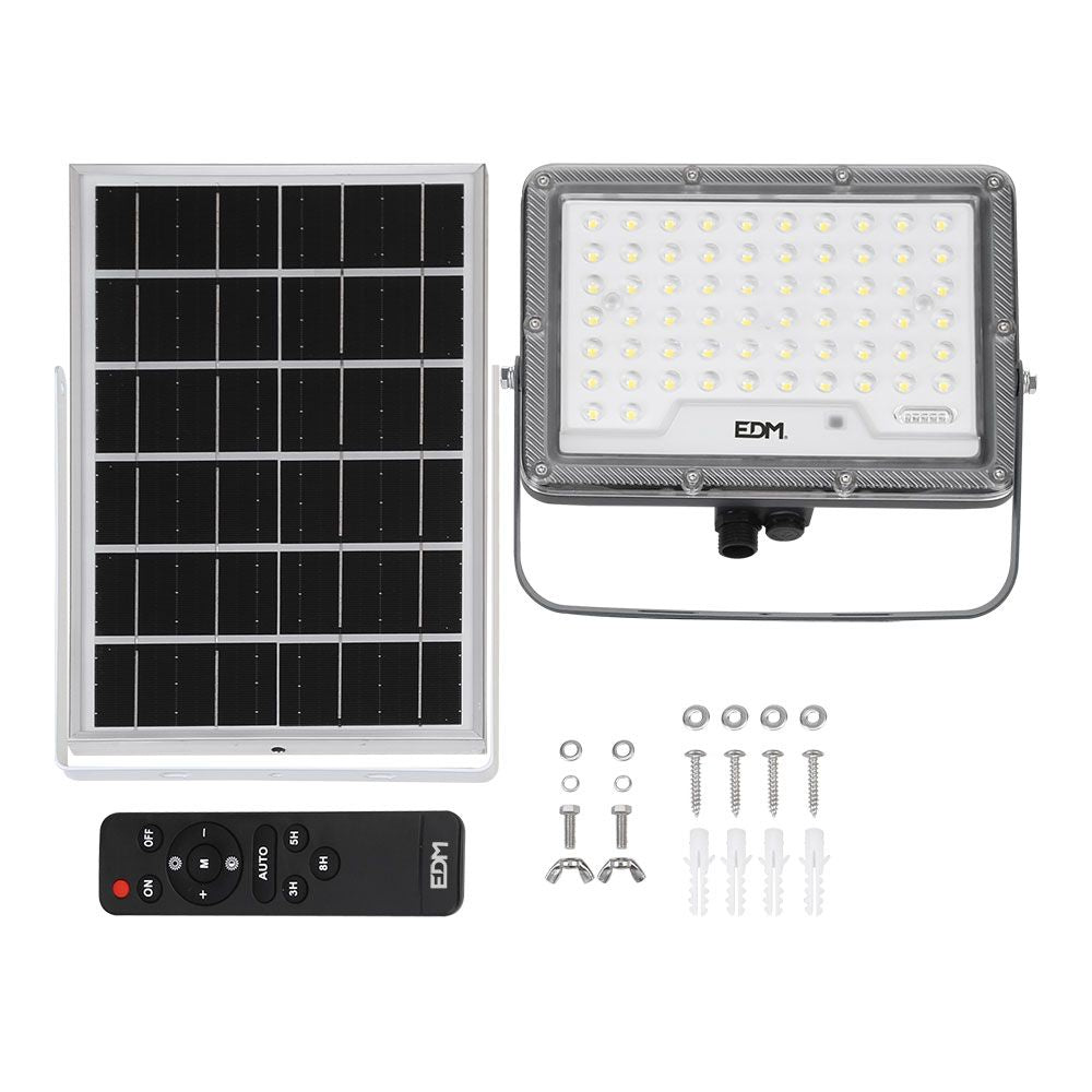 Foco proyector solar slim 100 w 1.200 lm 6500 k luz fría