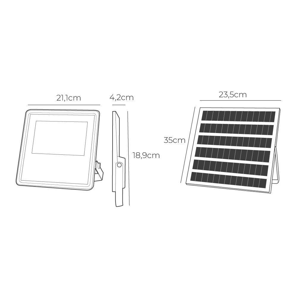 Foco proyector solar slim 100 w 1.200 lm 6500 k luz fría