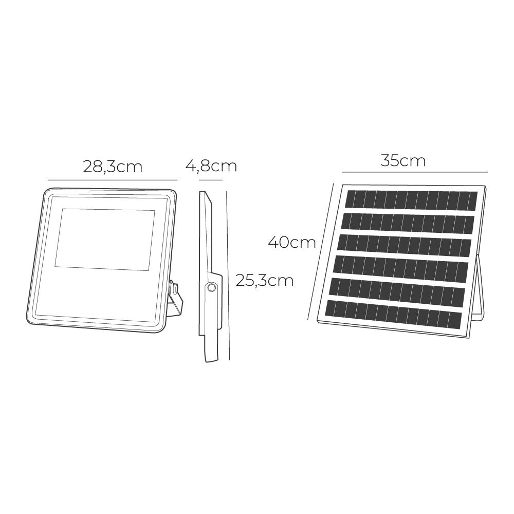 Foco proyector solar slim 300 w 2500 lm 6500 k luz fría