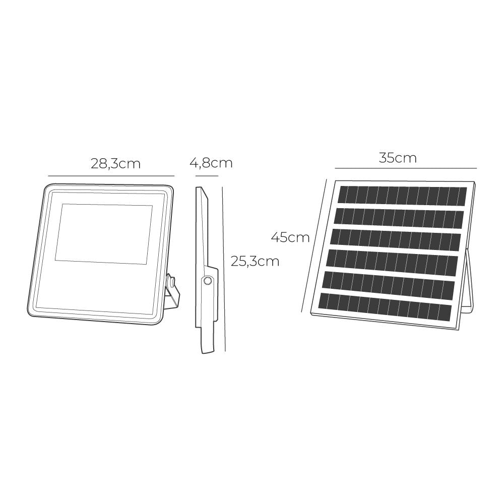 Foco proyector solar slim 400 w 3500 lm 6500 k luz fría
