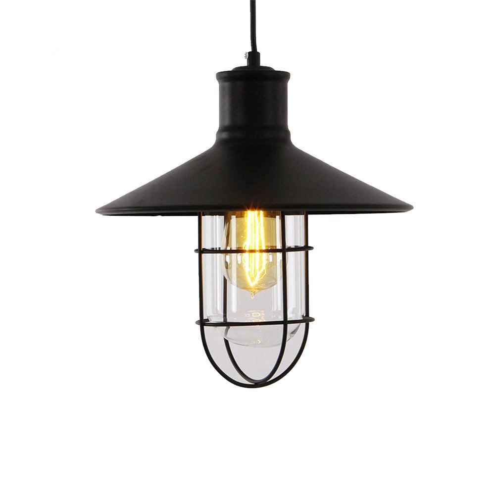 Lámpara de techo metalica vintage e27 60w color negro ø27 x 28 cm