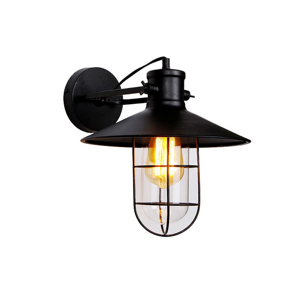 Aplique de pared metalico vintage e27 60 w color negro ø32 x 37 x 27,5 cm