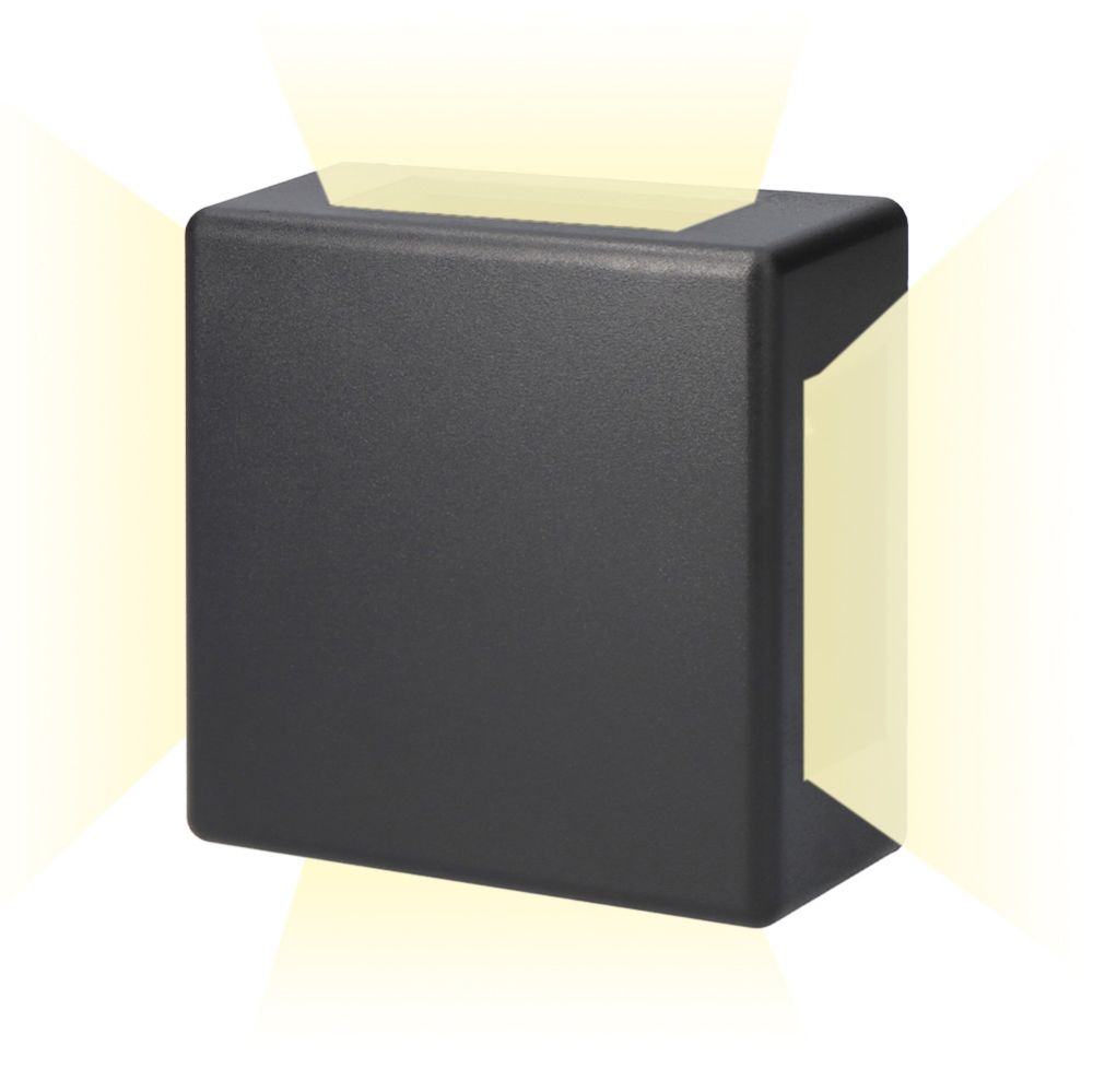 Aplique led cuadrado 4 proyecciones 6 w 516 lm 3000 k luz calida ip54 11.5 x 11.5 x 5 cm
