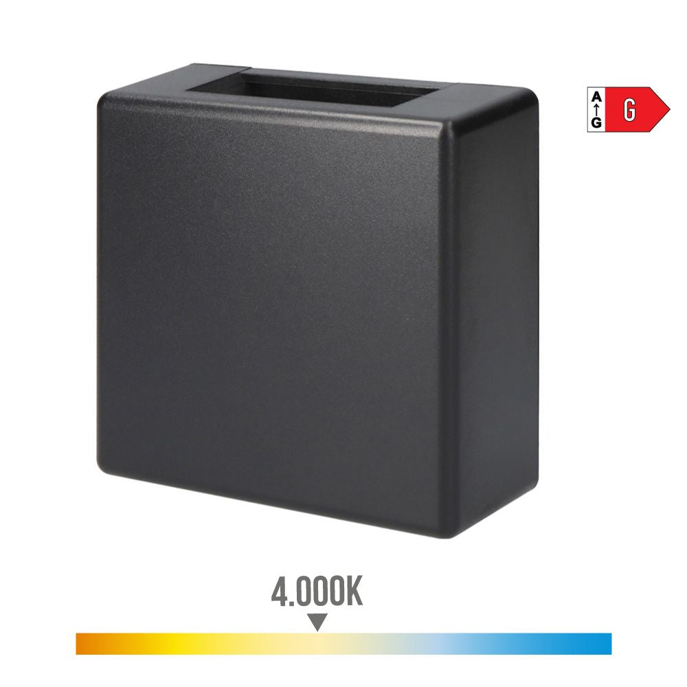 Aplique led cuadrado con 2 proyecciones 3 w 237 lm 4000 k luz dia ip54 11.5 x 11.5 x 5 cm