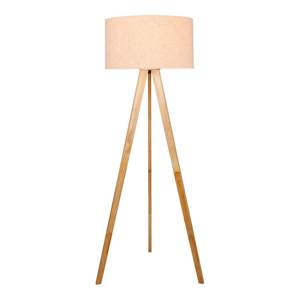 Lámpara de pie e27 madera, hierro y tela ø50 x 28 cm