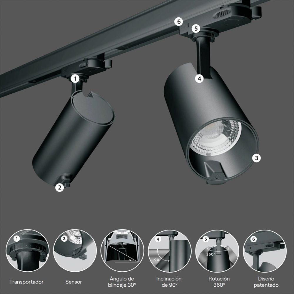 Foco proyector ia 30 w 2700 k - 6500 k 24° negro