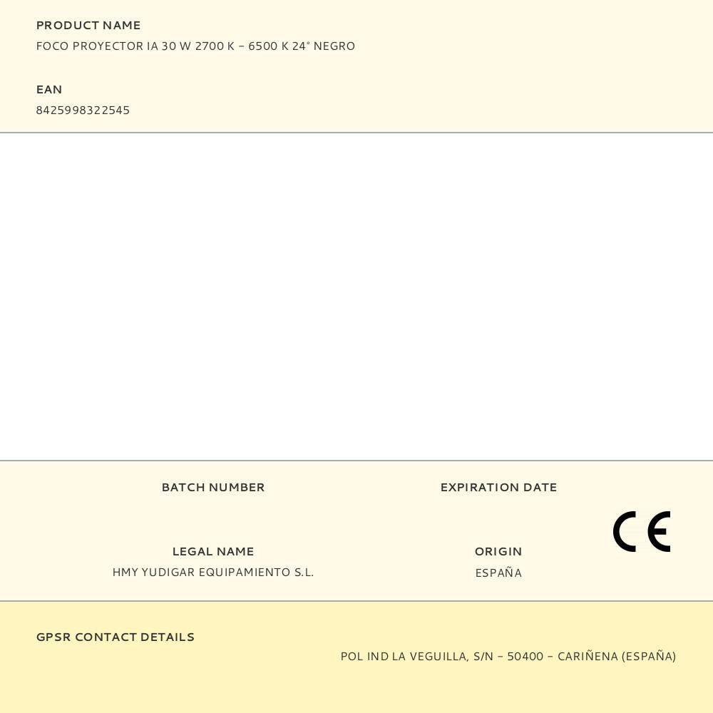 Foco proyector ia 30 w 2700 k - 6500 k 24° negro