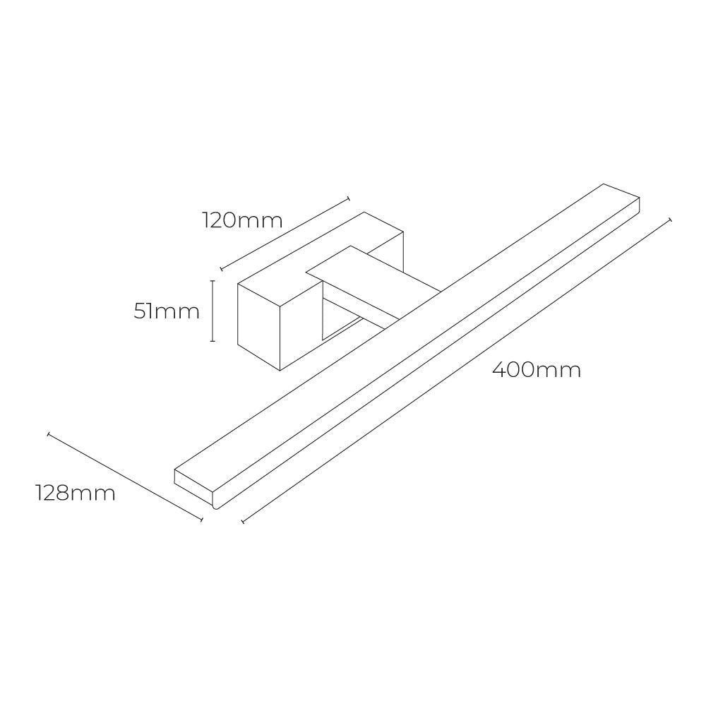 Lámpara led de pared o espejo 8 w 4.000 k 800 lm luz día 40 x 12,8 x 5,10 cm