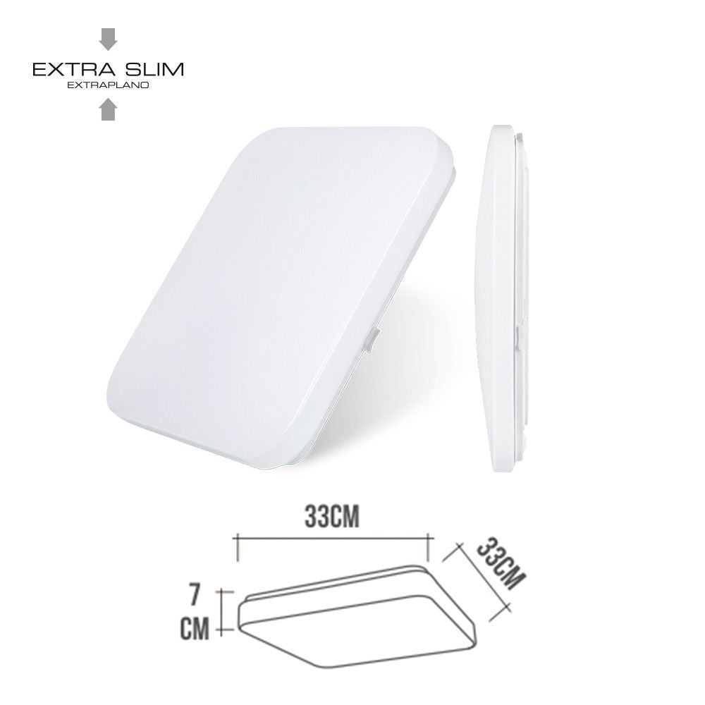 Aplique led cuadrado extraplano de superficie 18 w 4000 k 1820 lm 33 x 33 x 6,9 cm